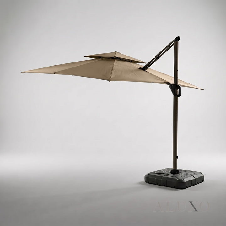 Outdoor Cantilever Parasol with 360° Rotation and Solar LED Lighting 6