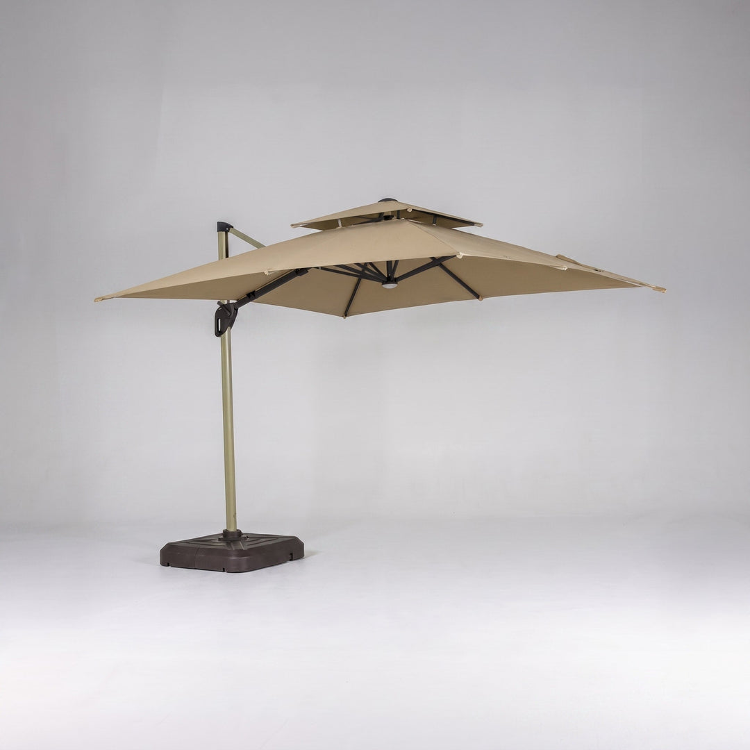 Outdoor Cantilever Parasol with 360° Rotation and Solar LED Lighting 7