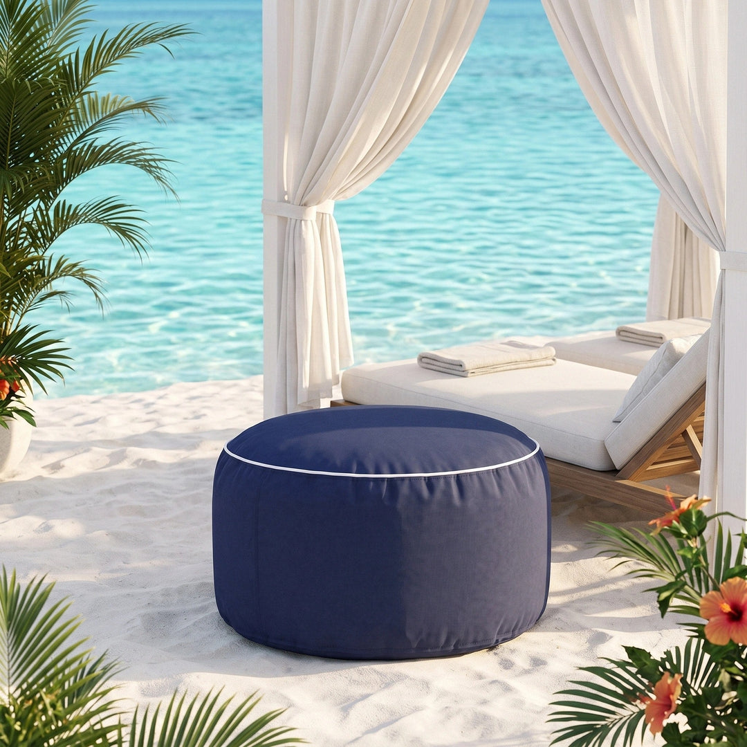 Outdoor Footrest Bean Bag Cover - Round Olefin Ottoman Cover 6