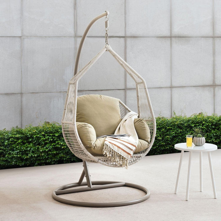Outdoor Hanging Egg Chair with Stand | Freestanding Garden Swing Chair 0