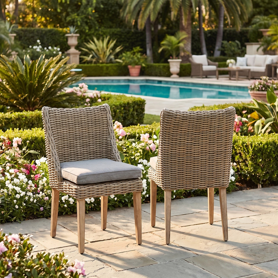 Outdoor Patio Dining Chair - Rattan Garden Chair with Cushion 0