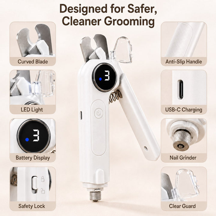 2-in-1 Pet Electric Nail Clipper & Grinder with LED Light
