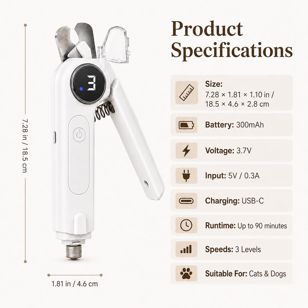 2-in-1 Pet Electric Nail Clipper & Grinder with LED Light