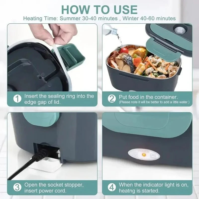 Plug-In Electric Heated Lunch Box with Insulated Container for Car Office and Travel Meals 3