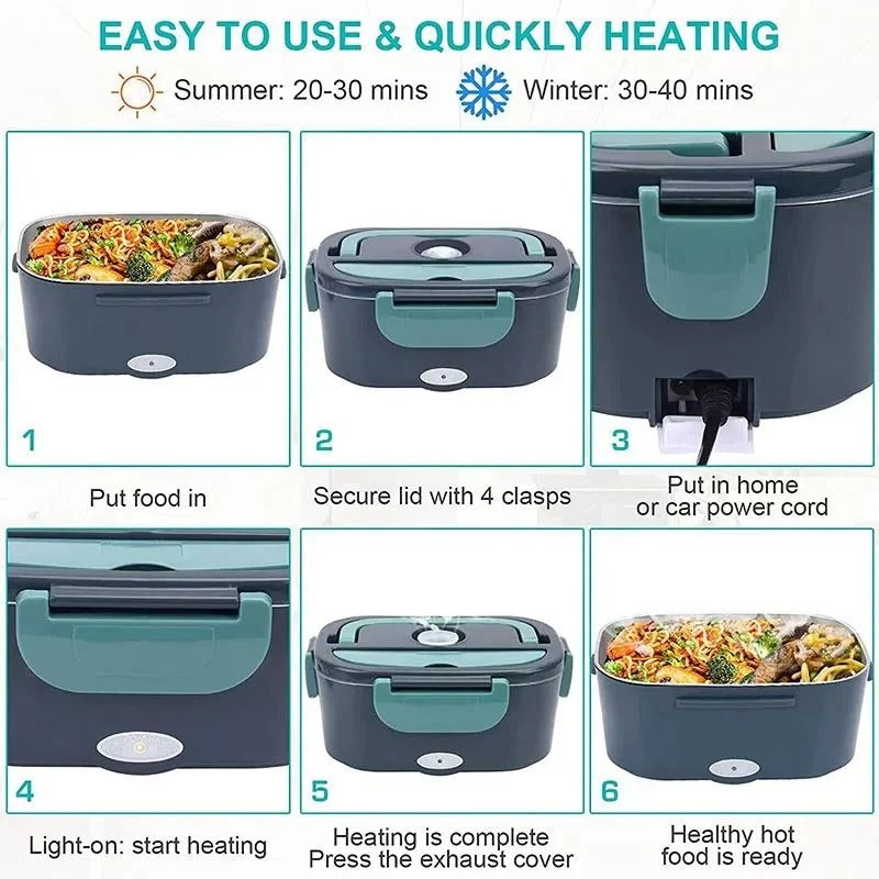 Plug-In Electric Heated Lunch Box with Insulated Container for Car Office and Travel Meals 6