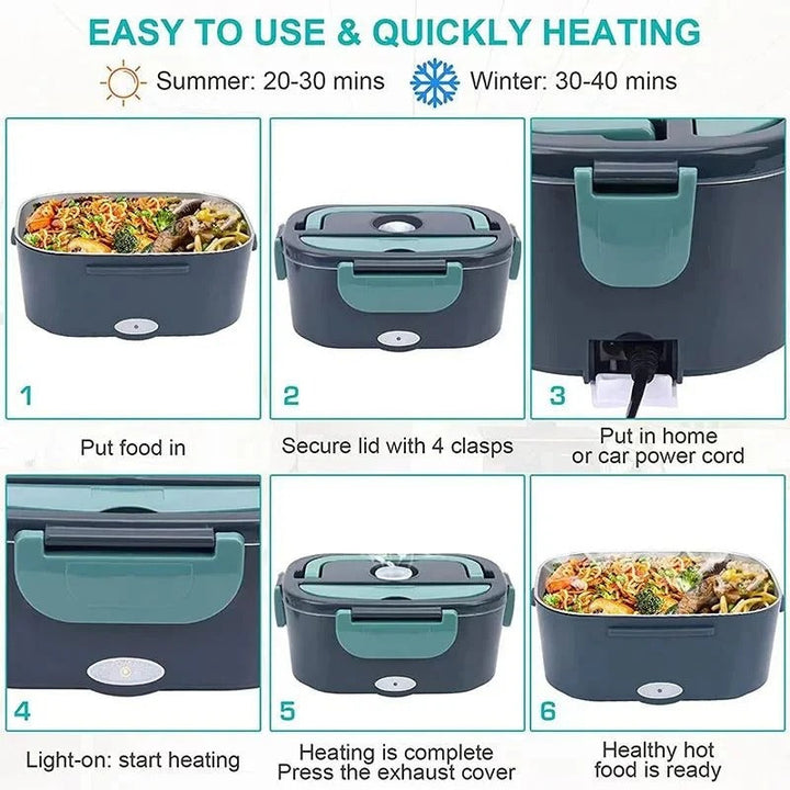 Plug-In Electric Heated Lunch Box with Insulated Container for Car Office and Travel Meals 6