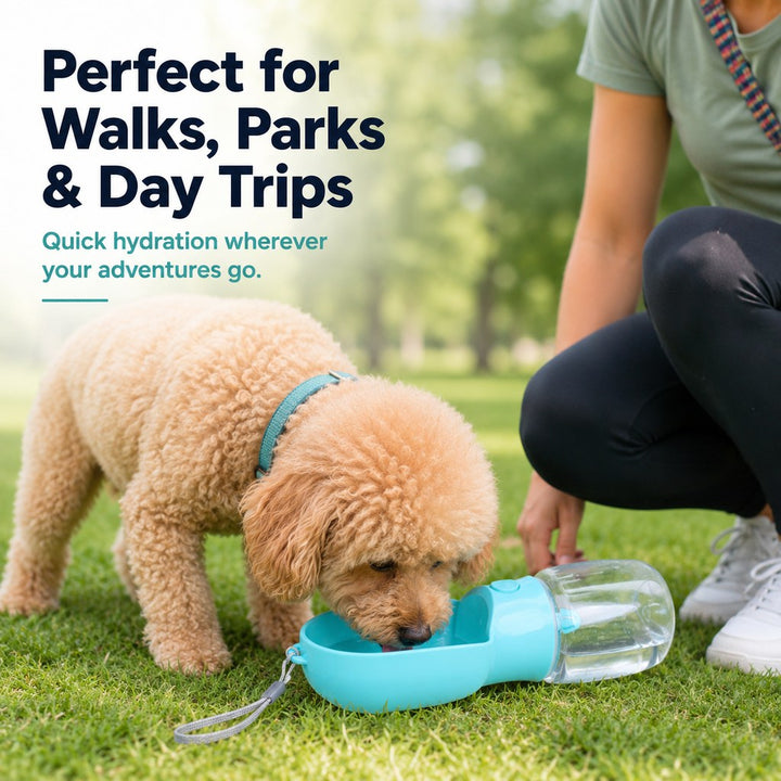 Portable 2-in-1 Pet Water & Food Bottle | Keep Dogs Hydrated & Fed on Walks, Hiking, or Travel