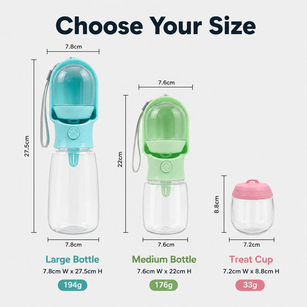 Portable 2-in-1 Pet Water & Food Bottle | Keep Dogs Hydrated & Fed on Walks, Hiking, or Travel