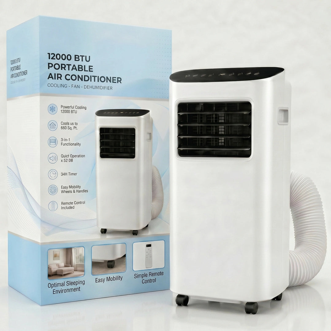 Portable Air Conditioner 12000 BTU| 3-in-1 Air Conditioner, Fan & Dehumidifier | Quiet AC Unit for Rooms up to 51m² 2