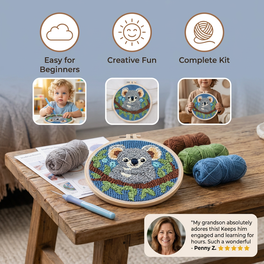 Punch Needle Embroidery Starter Kit – Beginner DIY Set with Beautiful Patterns 4