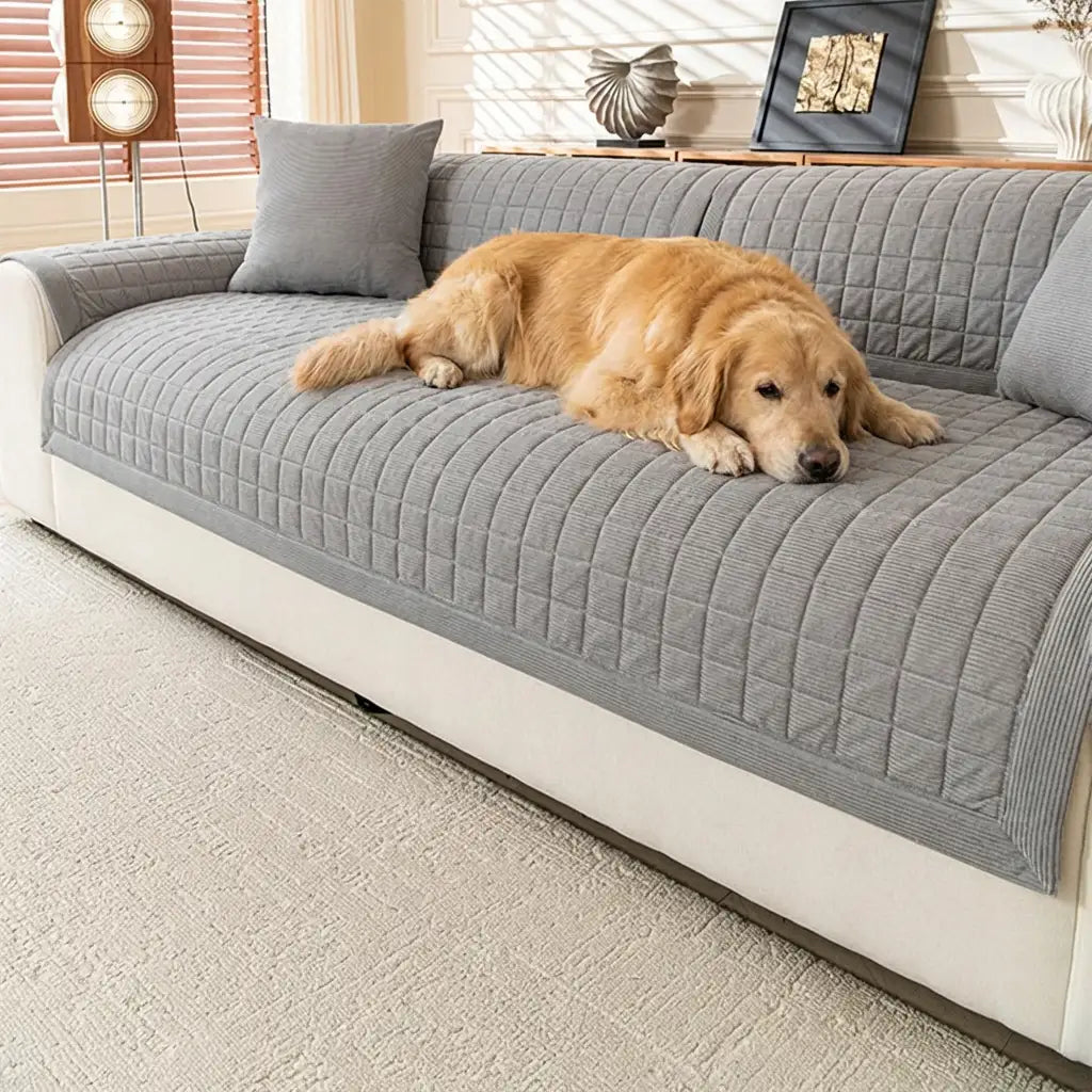 Quilted Square Simple Comfortable Sofa Protector Non-Slip Couch Cover 1