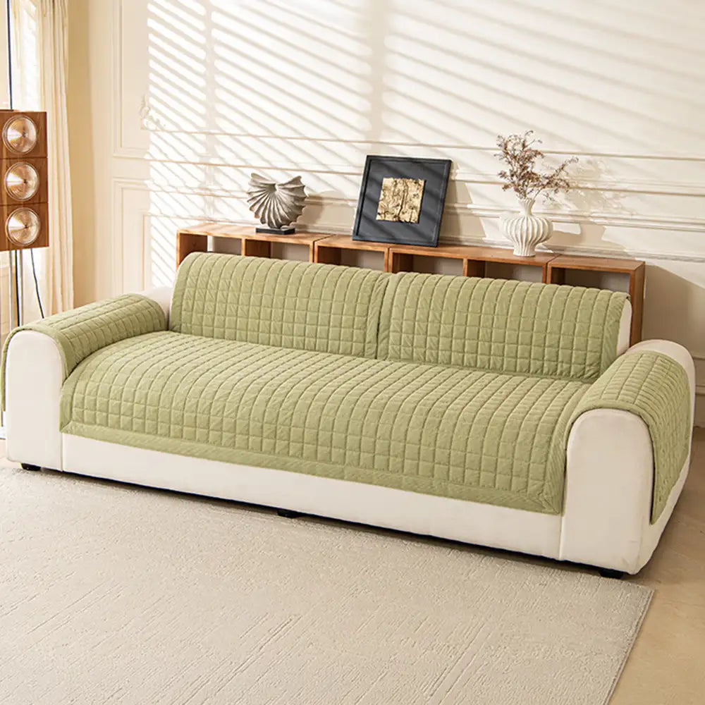 Quilted Square Simple Comfortable Sofa Protector Non-Slip Couch Cover 8