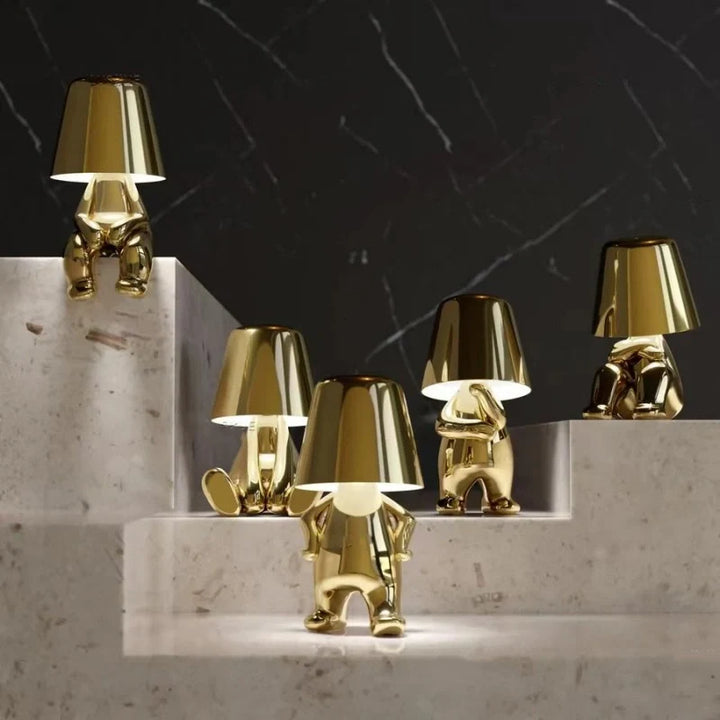 Poseable Figure Desk Lamp | Character Light in Gold or Silver