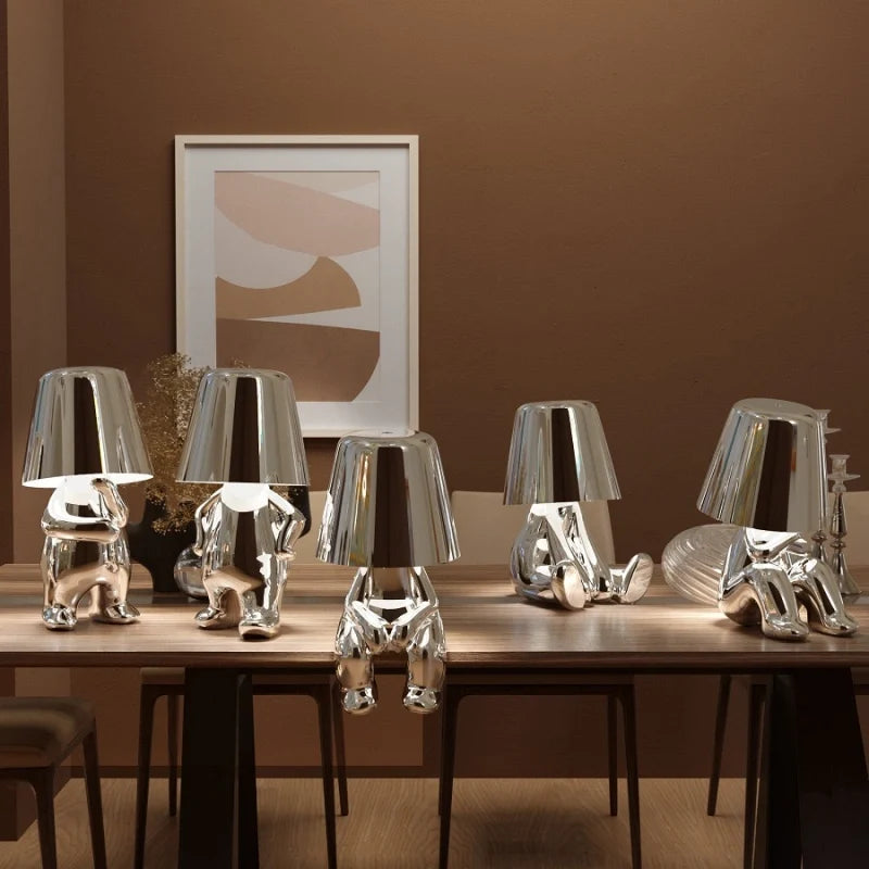 Poseable Figure Desk Lamp | Character Light in Gold or Silver