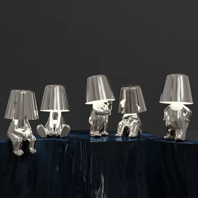 Poseable Figure Desk Lamp | Character Light in Gold or Silver