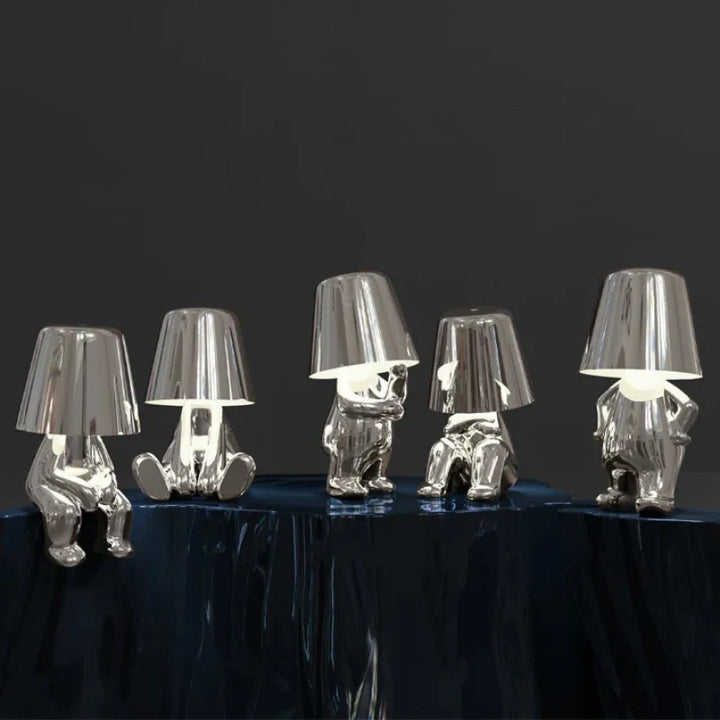 Poseable Figure Desk Lamp | Character Light in Gold or Silver