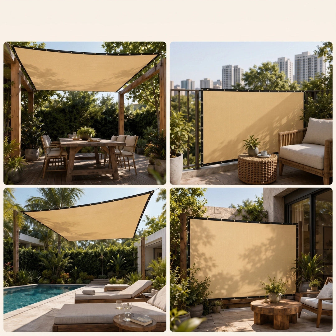 Rectangular Sun Shade Sail - HDPE Garden Shade Cloth with Reinforced Eyelets 2