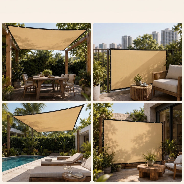 Rectangular Sun Shade Sail - HDPE Garden Shade Cloth with Reinforced Eyelets 2