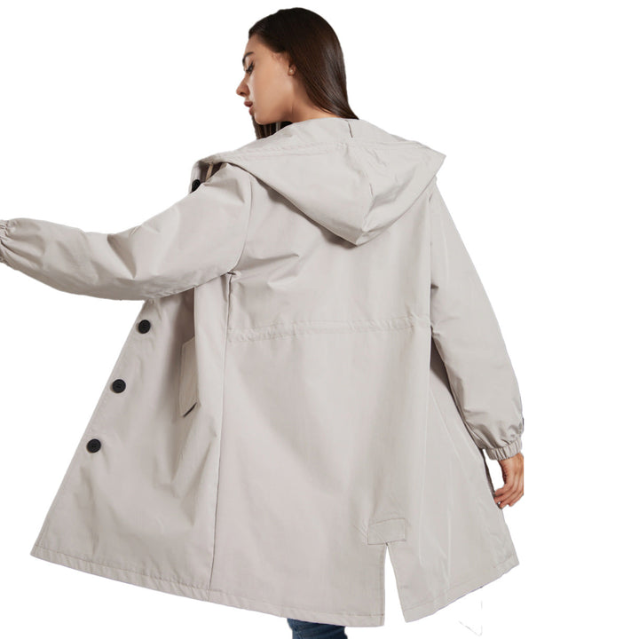 Women's Casual Relaxed Hooded Jacket with Buttons