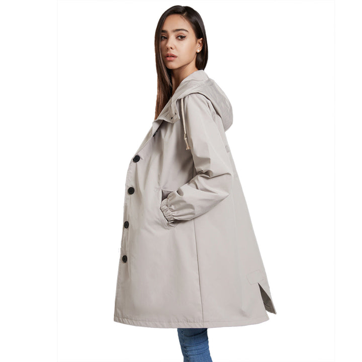 Women's Casual Relaxed Hooded Jacket with Buttons