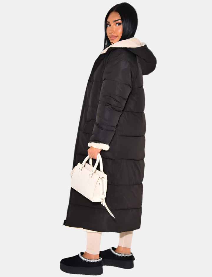 Longline Hooded Puffer Jacket for Women with Full Zip (2)
