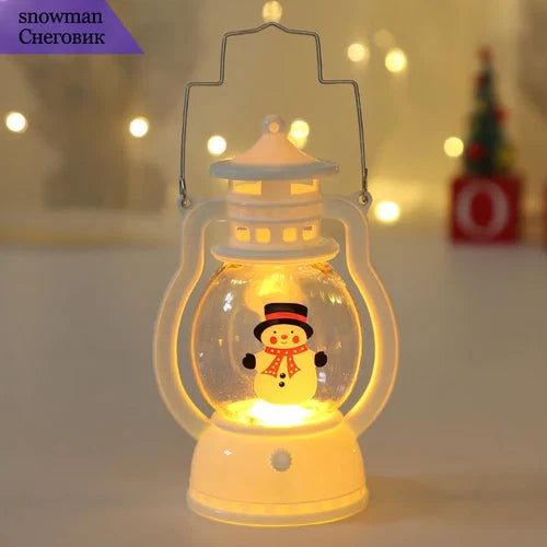 Portable LED Christmas Santa Claus Snowman Lanterns Indoor Decor
