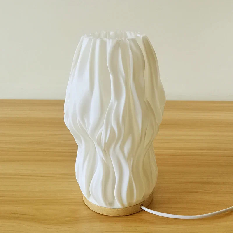 French Cream Style Pleated Desk Lamp – 3D Aesthetic Bedside Table