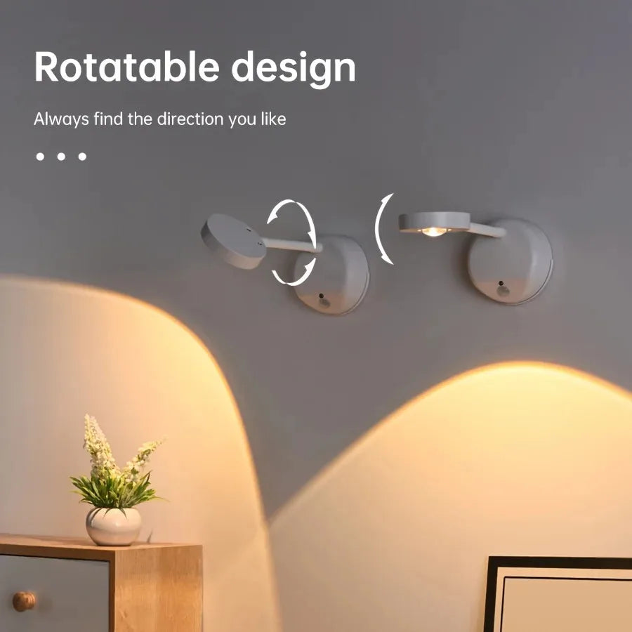USB Rechargeable Motion Sensor Wall Light Dimmable LED Spotlight for