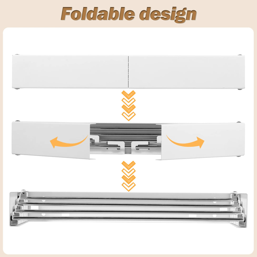 Wall Mounted Airer with Towel Rail | Fold-Down Drying Rack, Stainless Steel