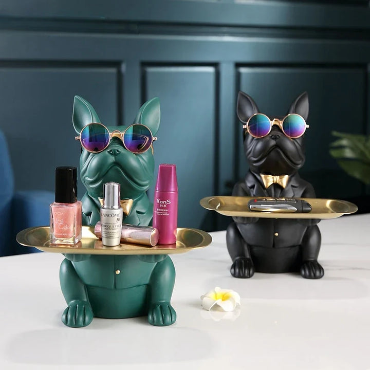 Multi-Functional Bulldog Tray Animal Statue Storage Ornament for