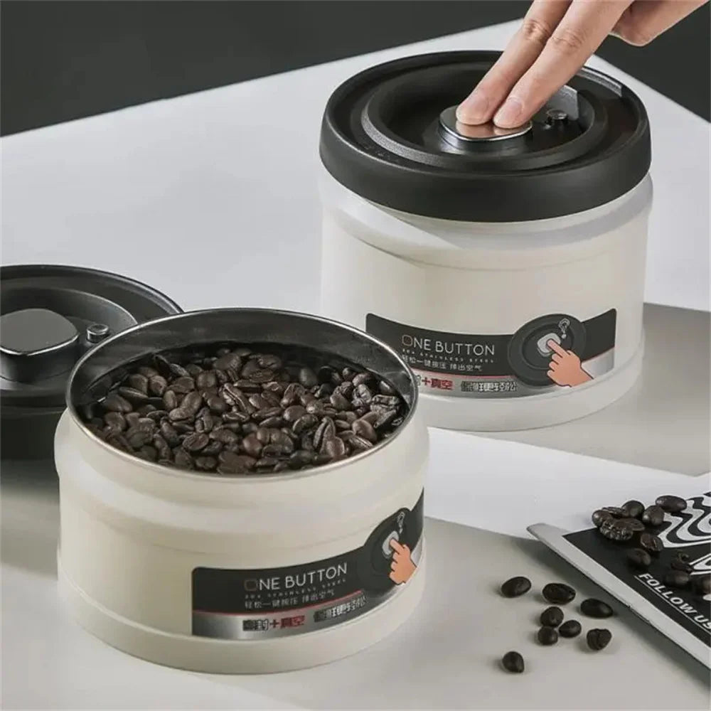 Stainless Steel Coffee Bean Vacuum Sealed Canister Airtight Storage