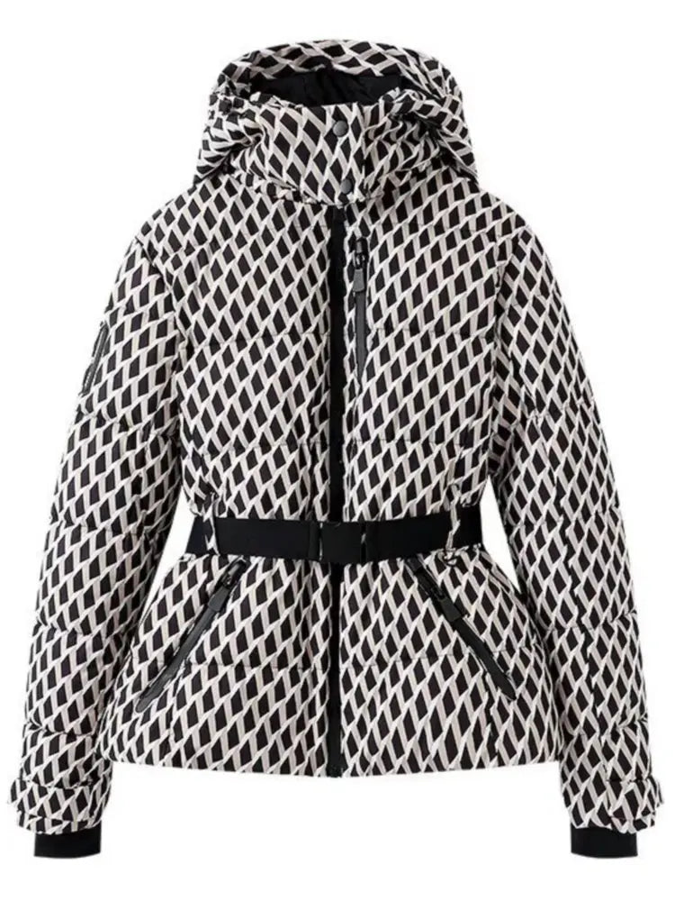 Women's Belted High Stand-Collar Quilted Winter Jacket