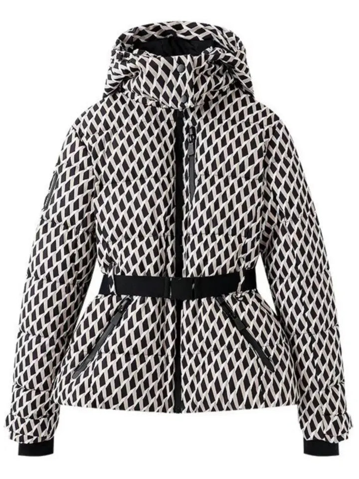 Women's Belted High Stand-Collar Quilted Winter Jacket