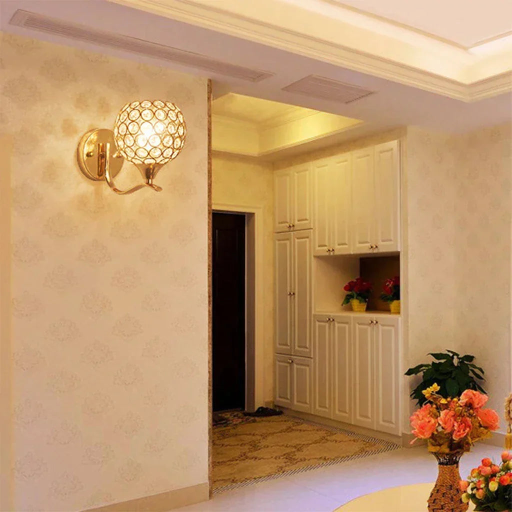 Crystal Wall Light with Gold & Silver Finish – Modern Luxury LED Wall