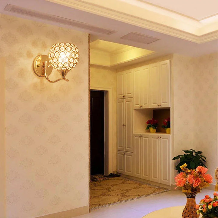 Crystal Wall Light with Gold & Silver Finish – Modern Luxury LED Wall