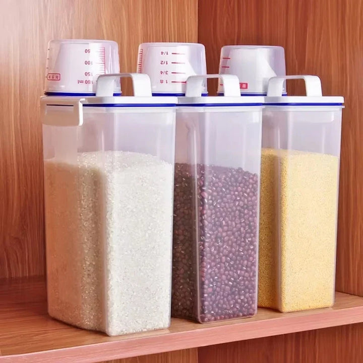 Airtight Rice Storage Containers with Measuring Cup Moisture Proof