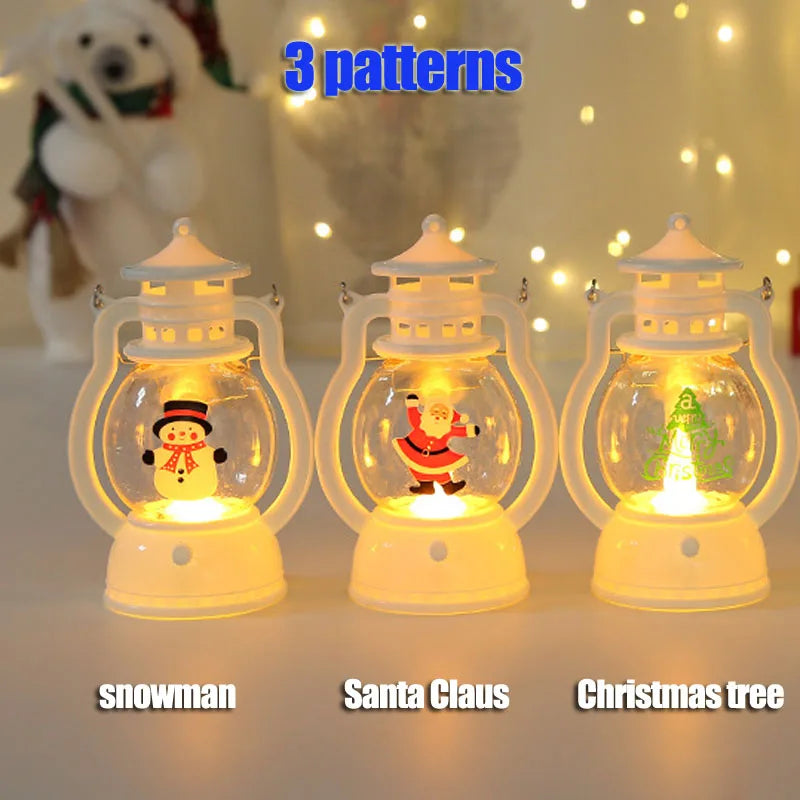 Portable LED Christmas Santa Claus Snowman Lanterns Indoor Decor