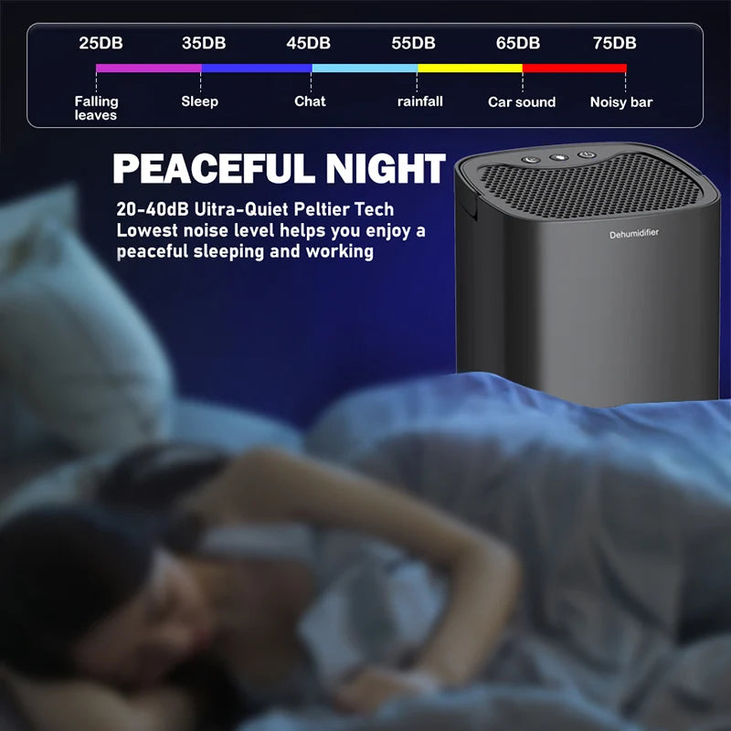 Quiet Dehumidifier | 1000ml Low-Noise Unit with Auto Shut-Off