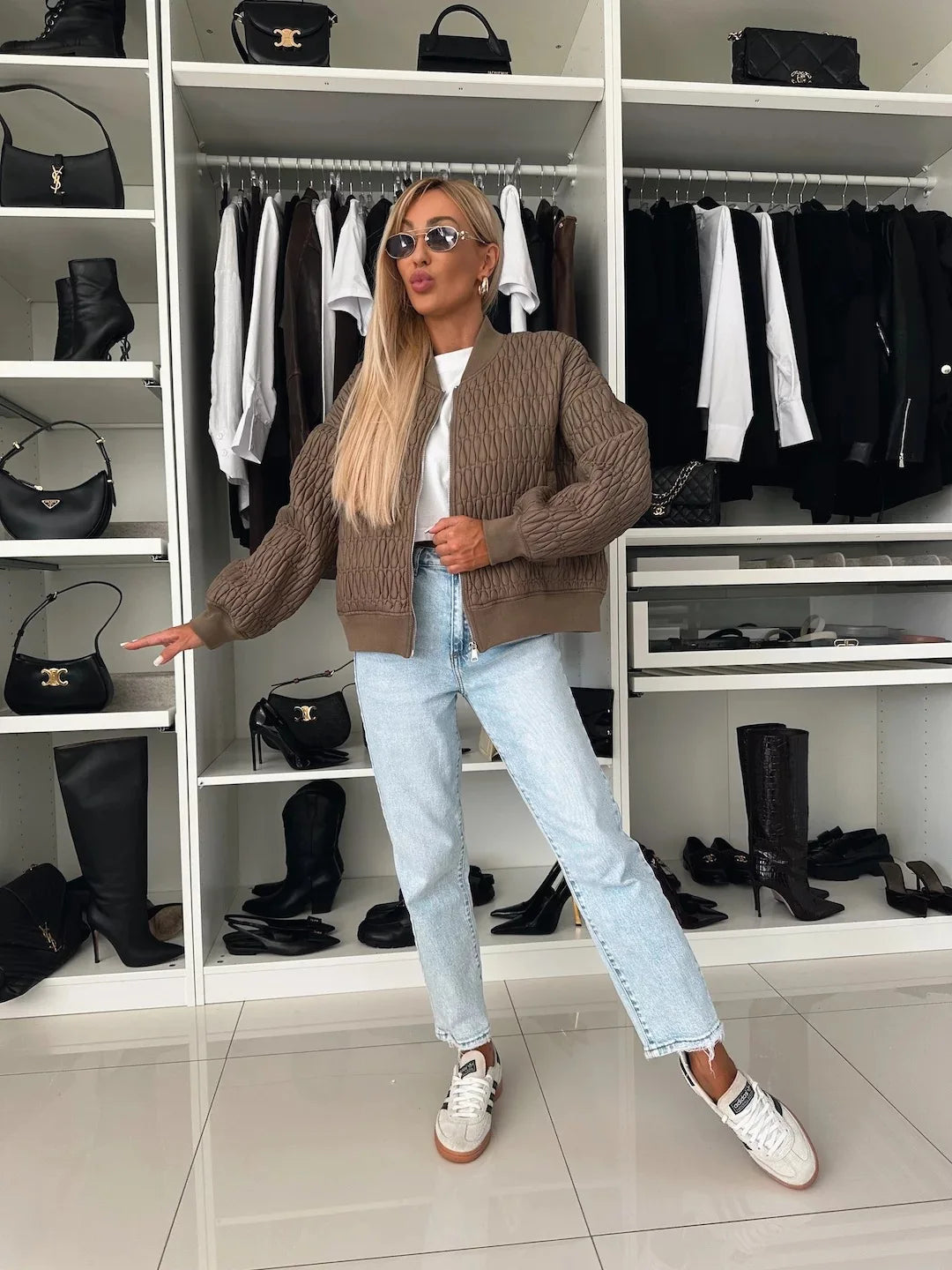 Women's Casual Zip-Up Bomber Jacket