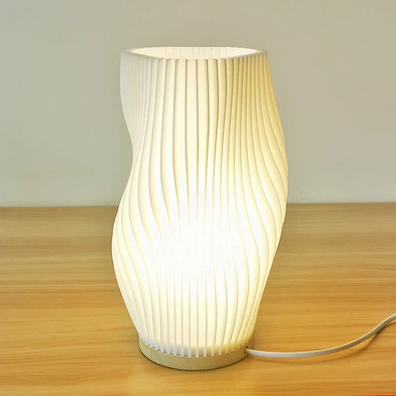 French Cream Style Pleated Desk Lamp – 3D Aesthetic Bedside Table