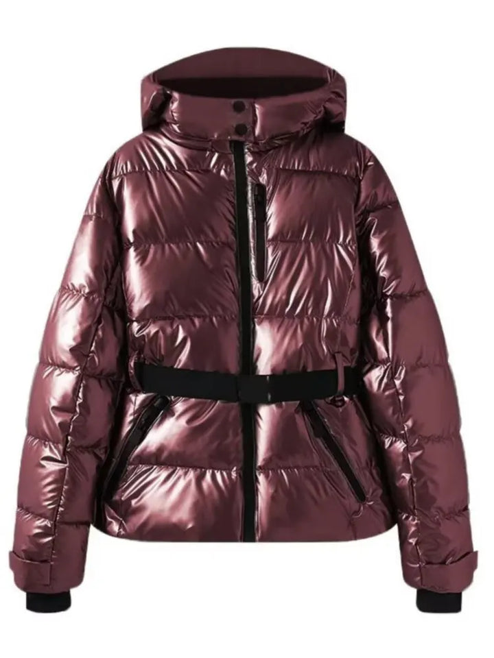 Women's Belted High Stand-Collar Quilted Winter Jacket