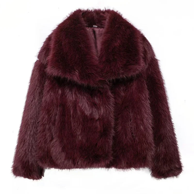 Women's Hooded Button-Front Coat for Cold Weather in Red