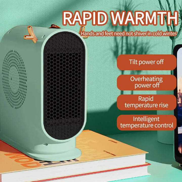 Compact 500W ceramic desk heater with thermostat - view 3