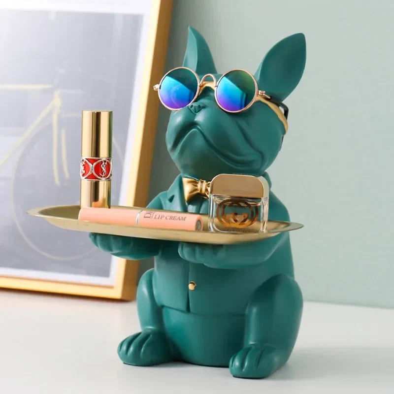 Multi-Functional Bulldog Tray Animal Statue Storage Ornament for