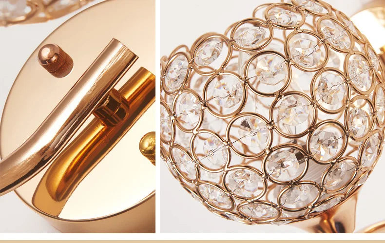 Crystal Wall Light with Gold & Silver Finish – Modern Luxury LED Wall