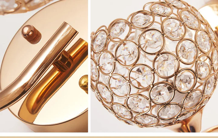 Crystal Wall Light with Gold & Silver Finish – Modern Luxury LED Wall