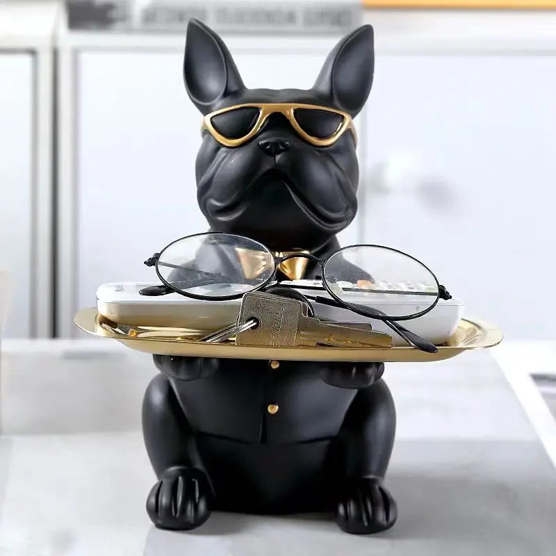 Multi-Functional Bulldog Tray Animal Statue Storage Ornament for