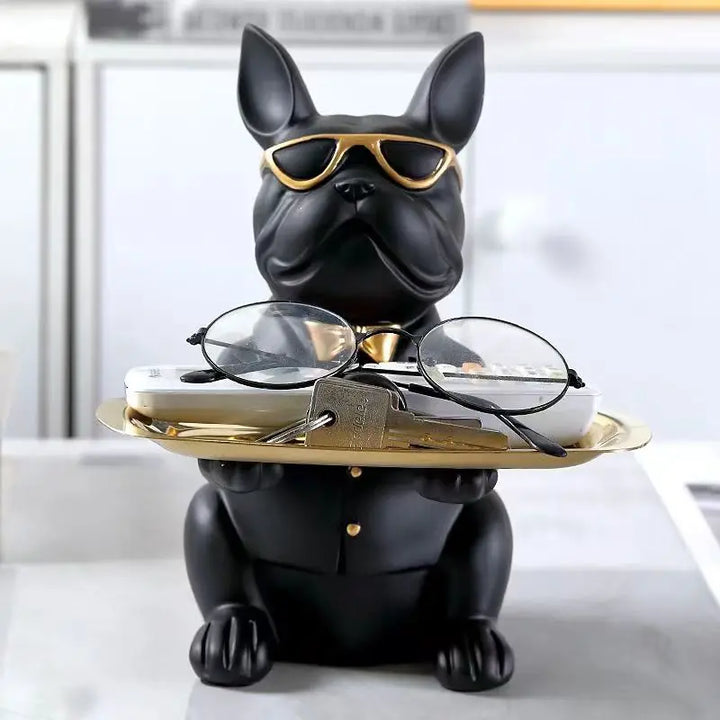 Multi-Functional Bulldog Tray Animal Statue Storage Ornament for