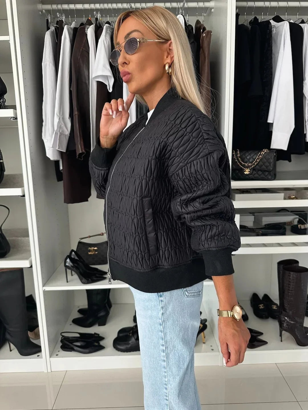 Women's Casual Zip-Up Bomber Jacket