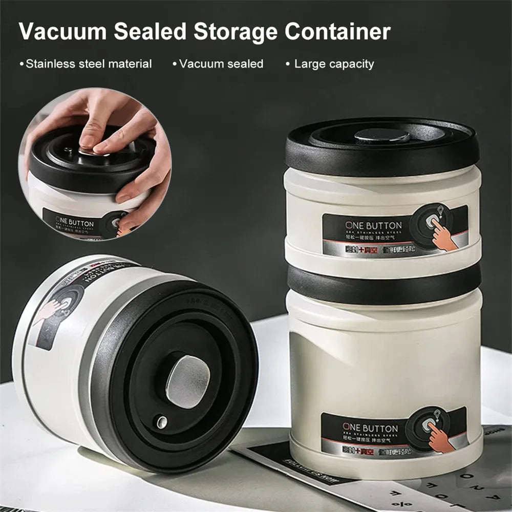 Stainless Steel Coffee Bean Vacuum Sealed Canister Airtight Storage